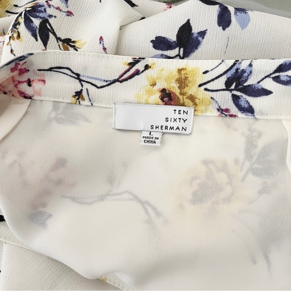 Ten Sixty Sherman Wrap Maxi Skirt Women's Size L Ivory Floral Side Tie Lined - Picture 6 of 9